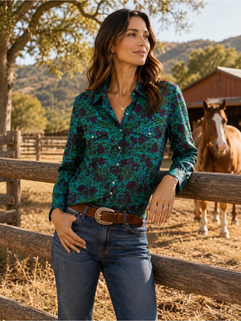 SUNDANCE BLUE GREEN PURPLE FLORAL EYELET LONG SLEEVE TOP SHIRT SZ XXL